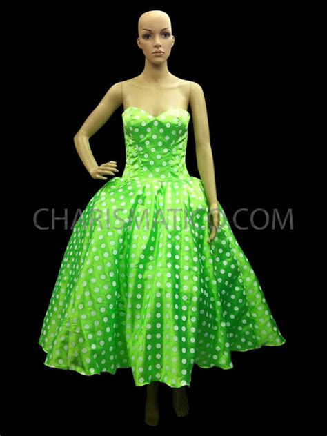 Bright Green And White Polka Dot Marilyn Monroe Party Dress