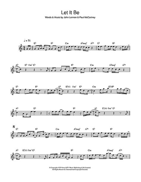 Let It Be Alto Sax Solo Print Sheet Music Now