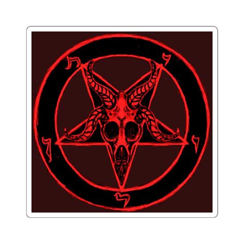 Red Baphomet Square Stickers Etsy