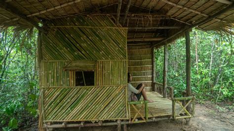 Girl Build Bamboo House In To Live Women Living Off The Grid Youtube