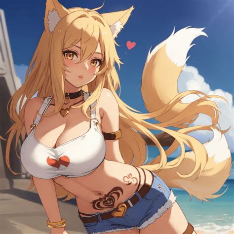 League Of Legends Hentai Ahri Ai Generated Breasts White Shirt