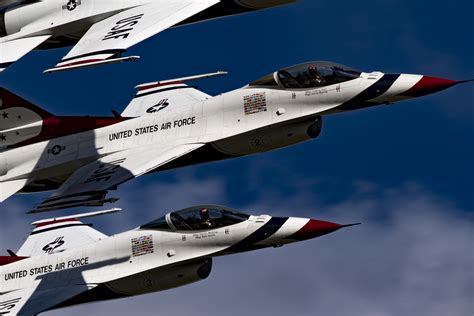 The Us Air Force Thunderbirds Flight Demonstration Team Soars Above