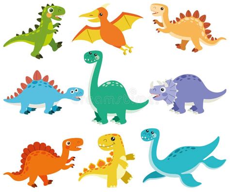 Foto De Dinossauro Desenho - Conjunto De Personagens De Dinossauros De Desenho Animado Ilustração ...