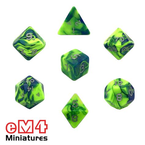 Toxic Slime 7 Dice Poly Set Em4miniatures