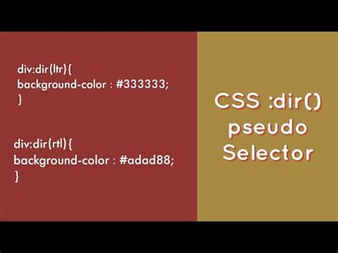 CSS Dir Pseudo Selector Explained YouTube