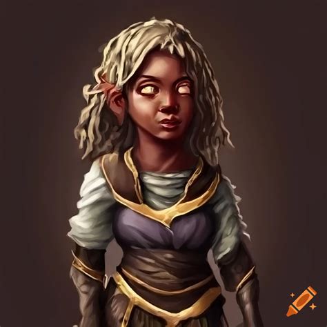 Fantasy Illustration Of A Black Female Halfling Cleric On Craiyon