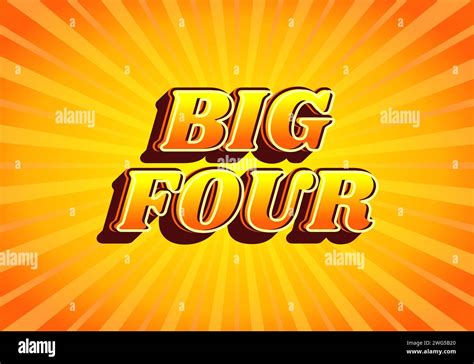 Big Four Text Effect Design In Gradient Yellow Orange Color 3d Look