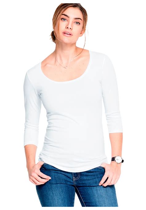 Ellos Women S Plus Size Three Quarter Sleeve Scoop Neck Tee