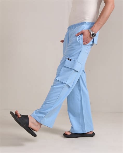 Buy Mens Blue Cargo Track Pants Online At Bewakoof