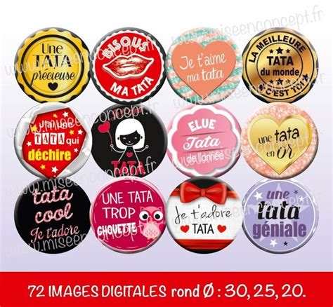 72 Images Digitales Tata Rond Images Cabochons Famille Tonton