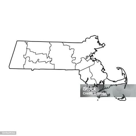 Outline Map Of Massachusetts White Background Stock Illustration Download Image Now Abstract