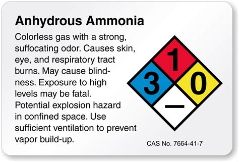 Horizontal NFPA Anhydrous Ammonia Label, SKU: LB-1592-013