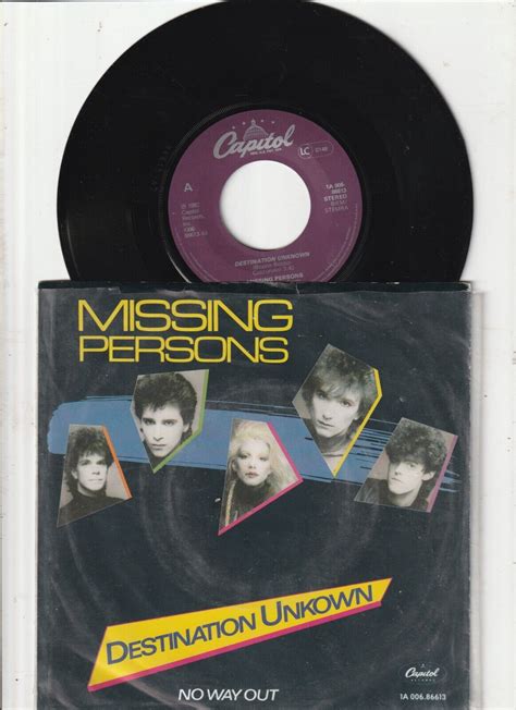 Missing Persons Destination Unknown 7in 1982 Vgvg Ebay