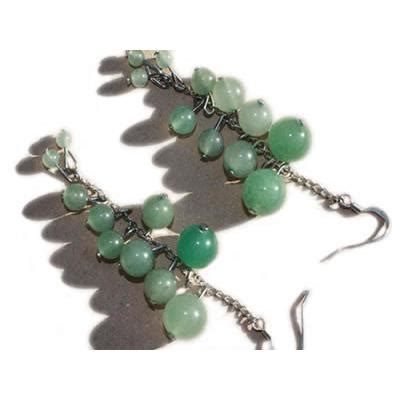 Boucles D Oreilles Grappes En Pierre Naturelle D Aventurine Verte