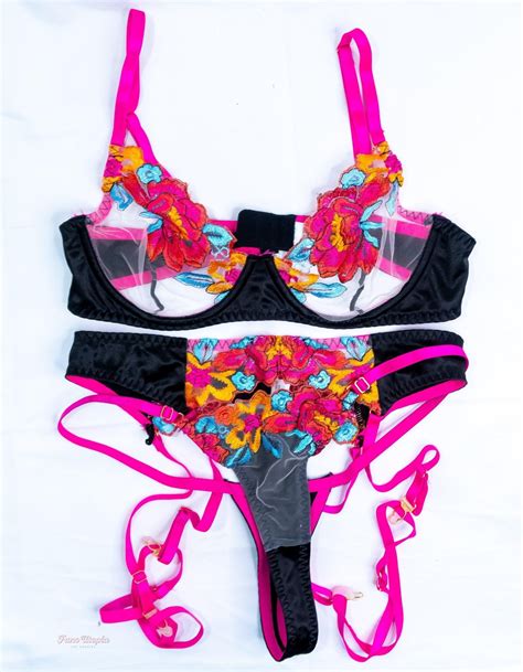 Payton Preslee Black Pink Floral Lingerie Set Fans Utopia