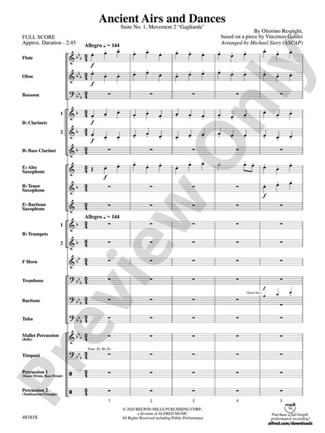 Ancient Airs And Dances Score Concert Band Score Digital Sheet