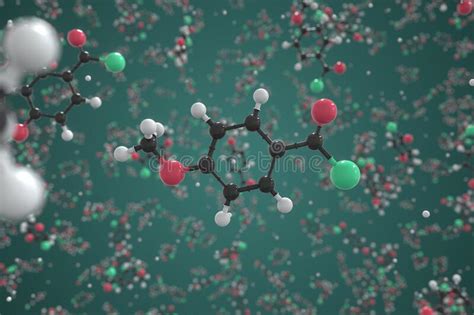 Molecule Of Anisoyl Chloride Ball And Stick Molecular Model Science Related 3d Rendering Stock