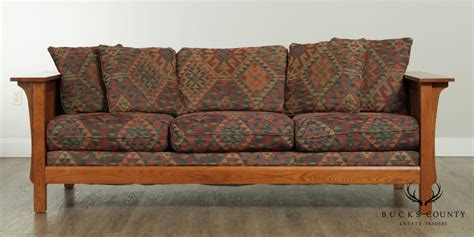 Bassett Mission Style Oak Spindle Sofa Etsy