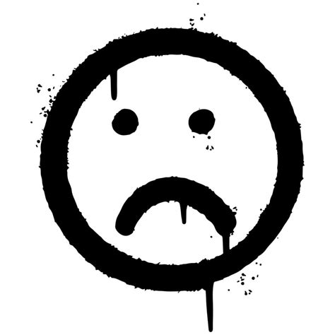 graffiti Sad Emoticon Emoji Smiley sprayed isolated on white background ...