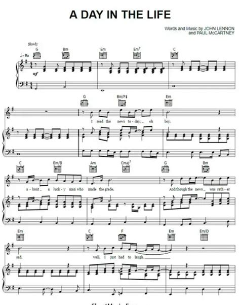 A day in the life sheet music [PDF] file