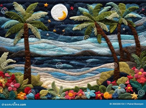 Views Of The Sea Beach And Night Sky Stock Illustration Illustration