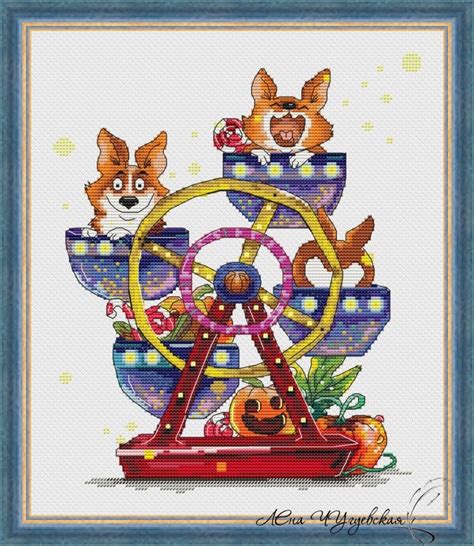 Corgi Carousel Cross Stitch Pattern Code ECU 033 Elena Chu Buy