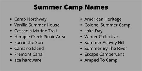 502 Catchy Summer Camp Names Ideas and Suggestions