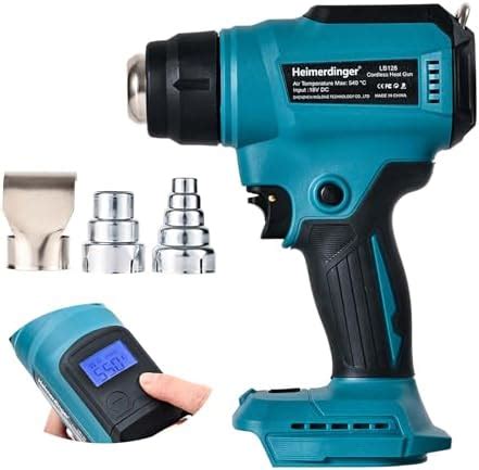 FULLYEA Cordless Heat Gun With 2 X 4 0Ah Batteries 5 Nozzles Hot Air Gun Kit Portable Max 1022