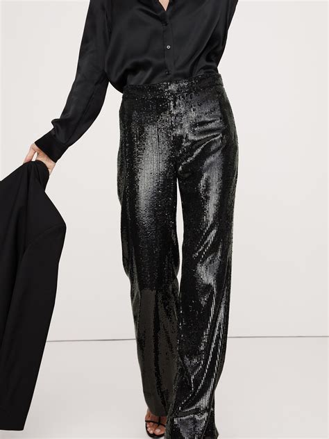 High Rise Wide Leg Sequin Pant Banana Republic