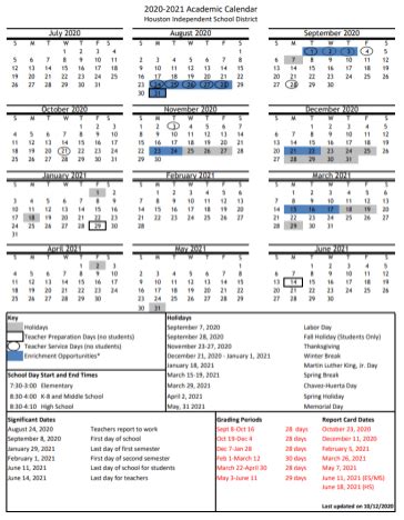 2021 2022 Hisd Calendar - Academiccalendars.net