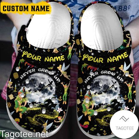 Personalized Peter Pan Never Grow Up Crocs Clogs Tagotee