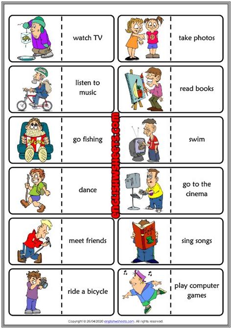 Freetime Activities Esl Activities Spelling Activities Vocabulary