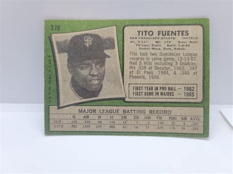 Topps Set Break Tito Fuentes San Francisco Giants Ex Mt Ebay