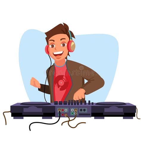 Modern Dj Vector Playing Progressive Electro Music Dj And Mixing Console Night Club Concept