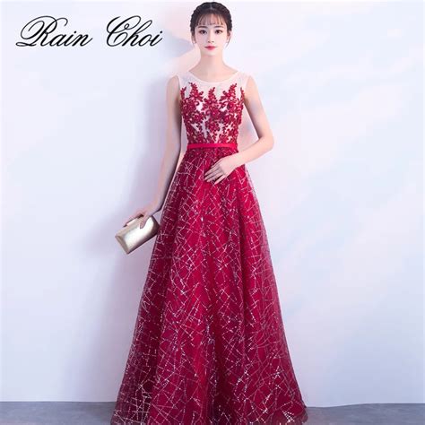 Vintage Prom Dresses Long Dark Red Sequin Tulle Vestidos De Fiesta