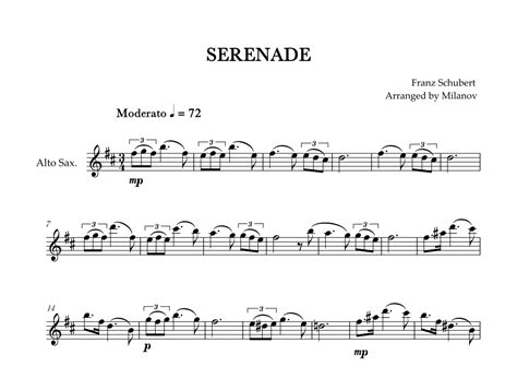 Serenade Schubert Alto Sax Arr Milanov By Franz Schubert Sheet