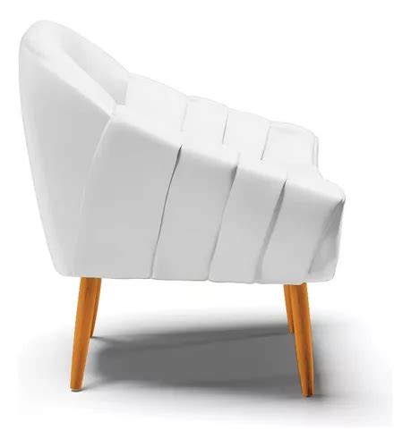 Sillón Giovana Corino blanco con patas en forma de palo marrón d