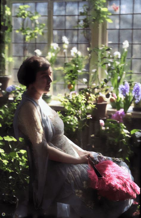 Woman In Greenhouse Autochrome Taken Around 1910 By An American