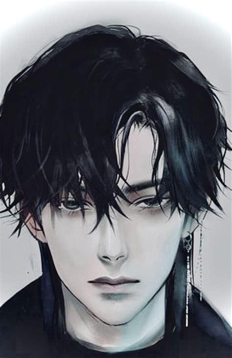 A Drawing Of A Man With Black Hair And Piercings On His Ears Is Shown