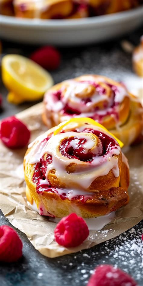 Raspberry Cinnamon Rolls With Lemon Glaze [145 Minutes] Recipe In