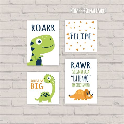 Placas Decorativas Mdf Dinos Sonhe Alto Nome Elo