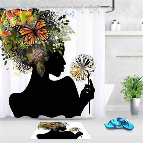 Afro Black Woman Shower Curtain Girls Shower Curtain African Shower