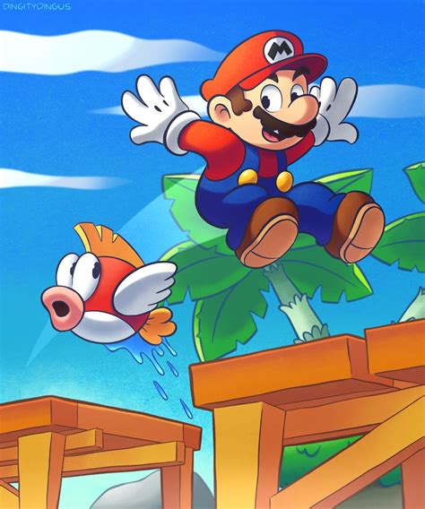 Mario And Cheep Cheep Mario And More Drawn By Vinny Dingitydingus