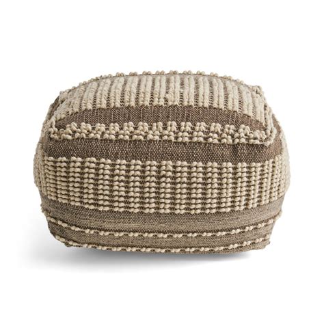 Boho Wool And Cotton Ottoman Pouf Nh833903 Noble House Furniture