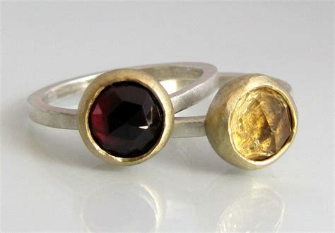 Stacking Rings, Gold and Silver Ring, Gold Gemstone Ring, Gemstone Ring ...