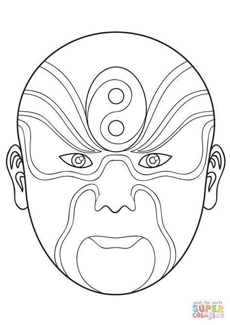 Chinese Opera Mask coloring page | Free Printable Coloring Pages