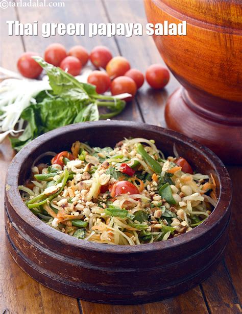 Thai Green Papaya Salad Recipe Veg Som Tam Healthy Green Papaya