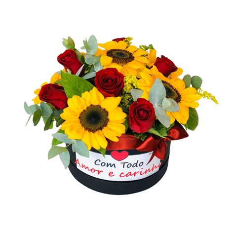 Box Girassol Rosas Innova Cestas E Flores