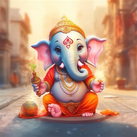 Ilustraci N De Lord Ganesha Para Ganesh Chaturthi Con Fondo Ai