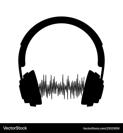 Silhouette Of Headphone With Sound Wave Royalty Free Vector